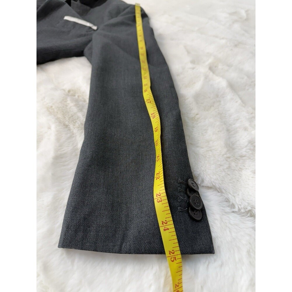 HM Slim Fit Blazer Mens 38R Gray  Elbow Patches Two Button Sport Coat Jacket - Picture 3 of 10